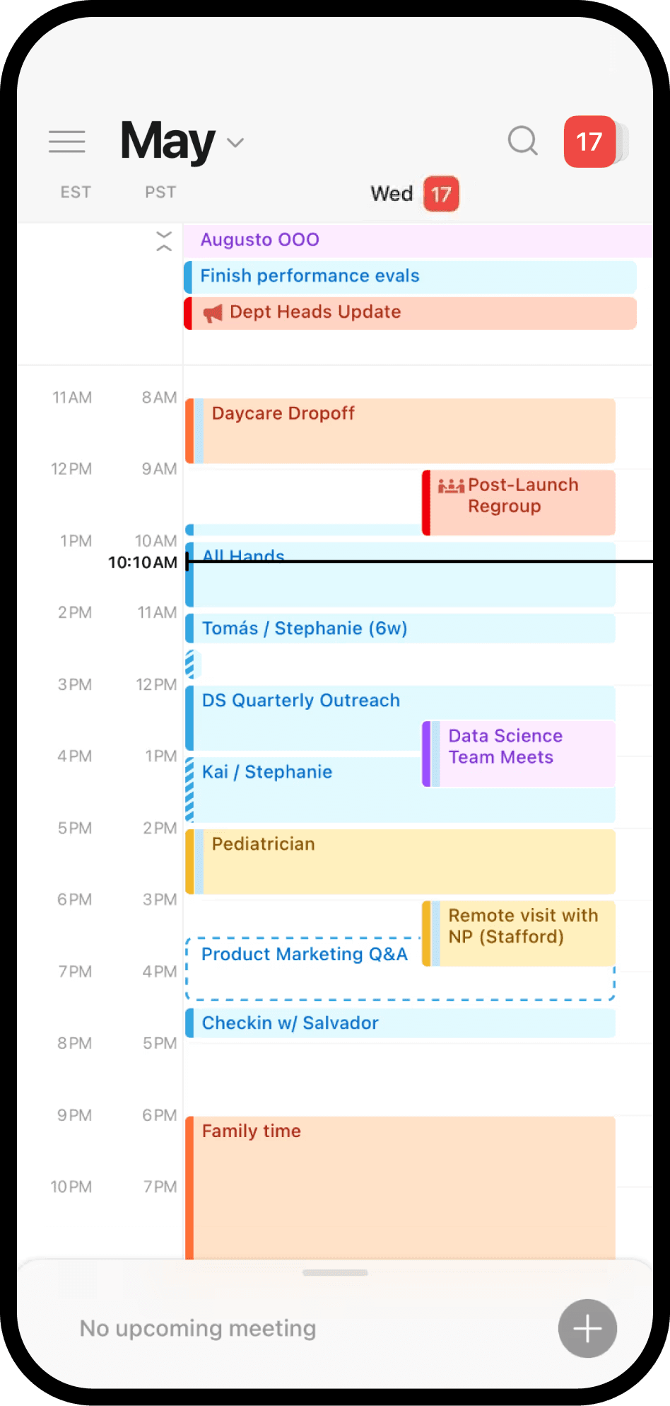 Uma captura de tela do Notion Calendar no celular