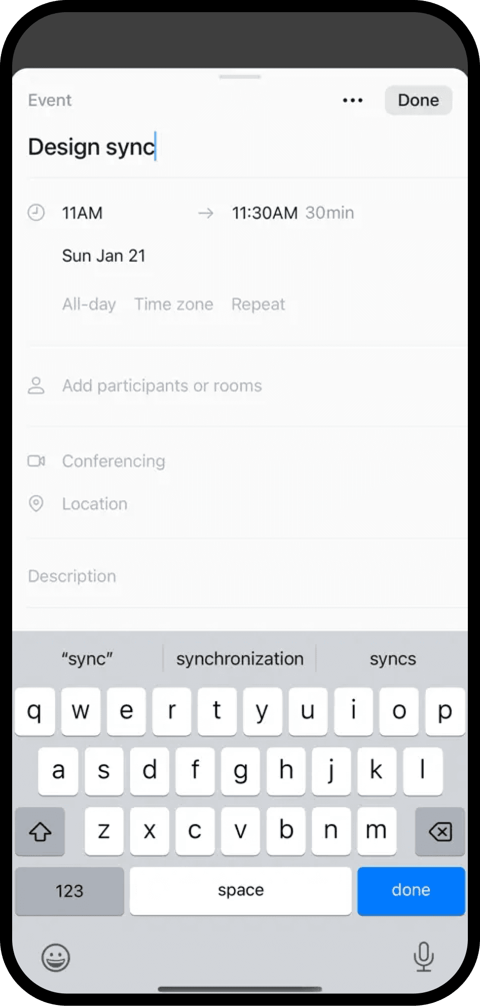 Uma captura de tela do Notion Calendar no celular