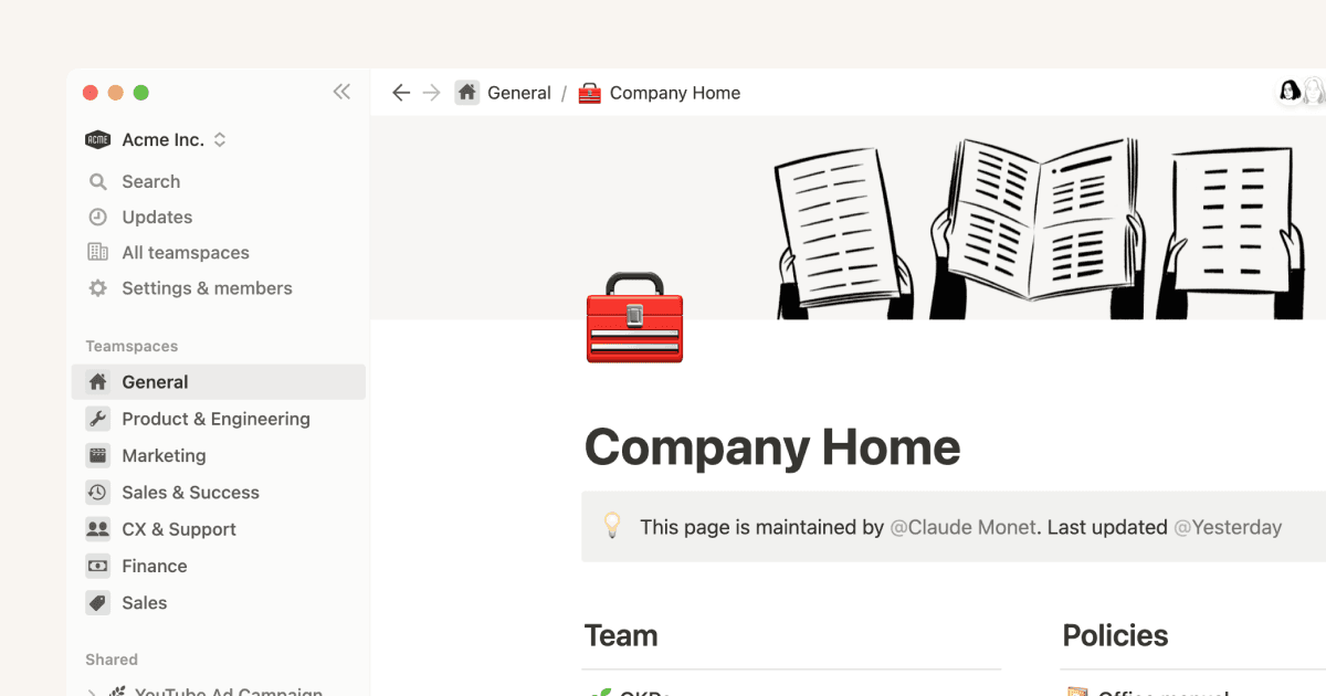How to use and customize the sidebar with teamspaces