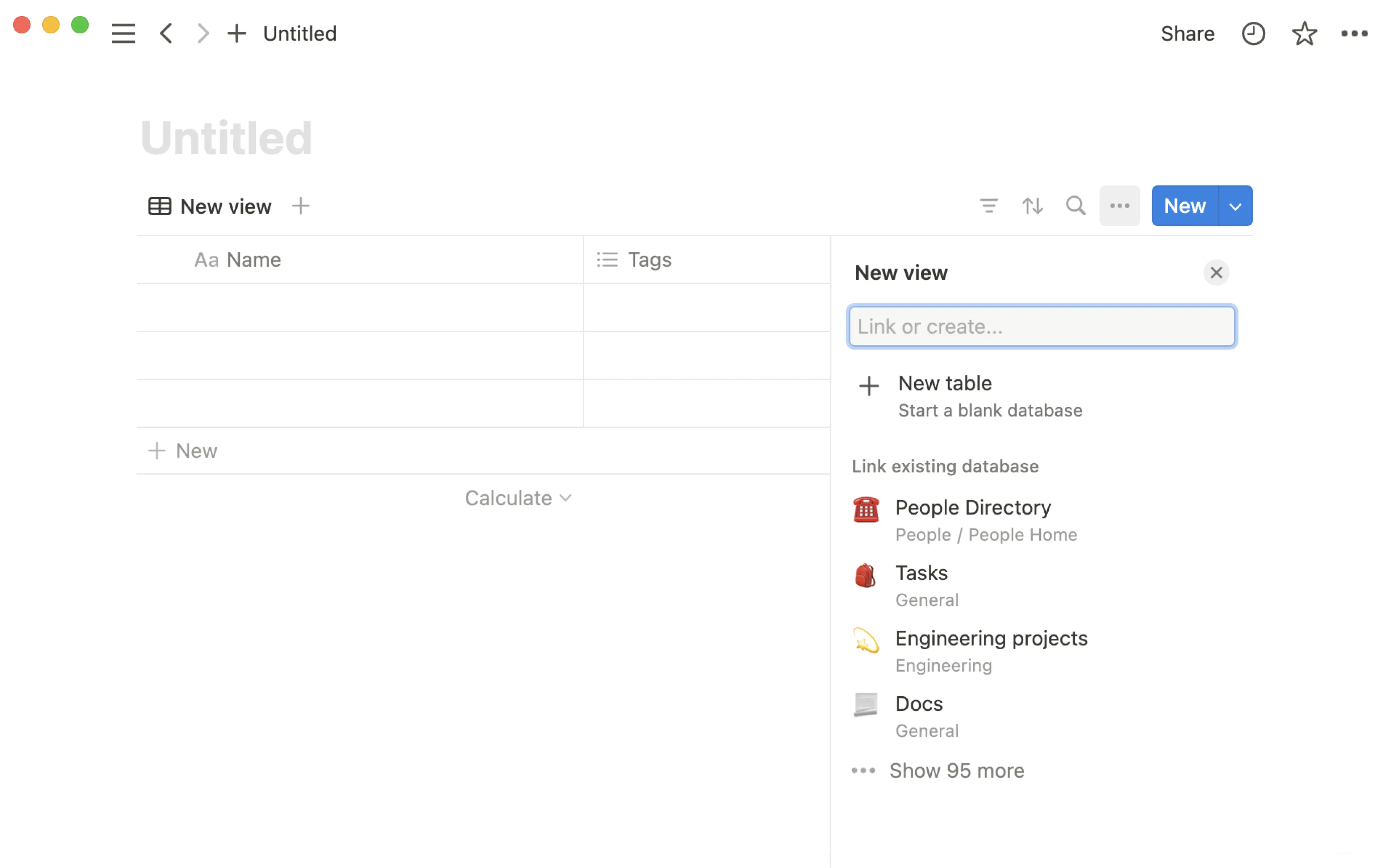 Opprett ny database