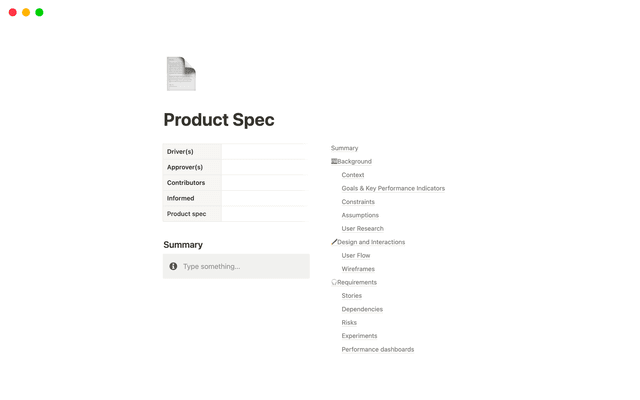 Product Spec