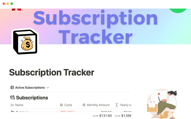 Subscription tracker