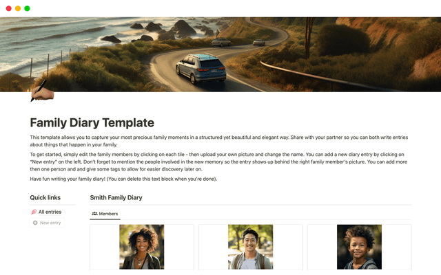 Family Diary Template