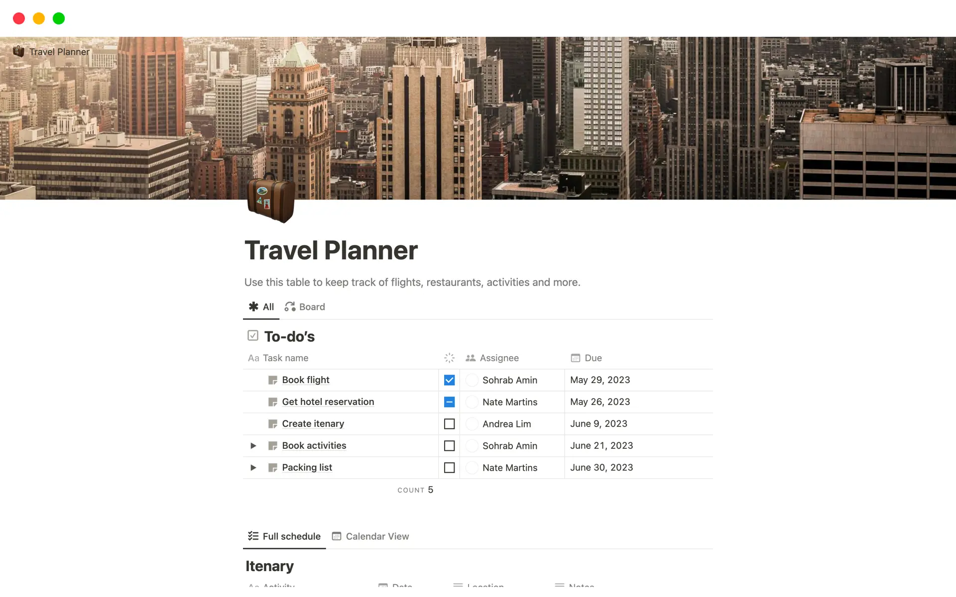 Screenshot der Put it on the map-Sammlung von Notion